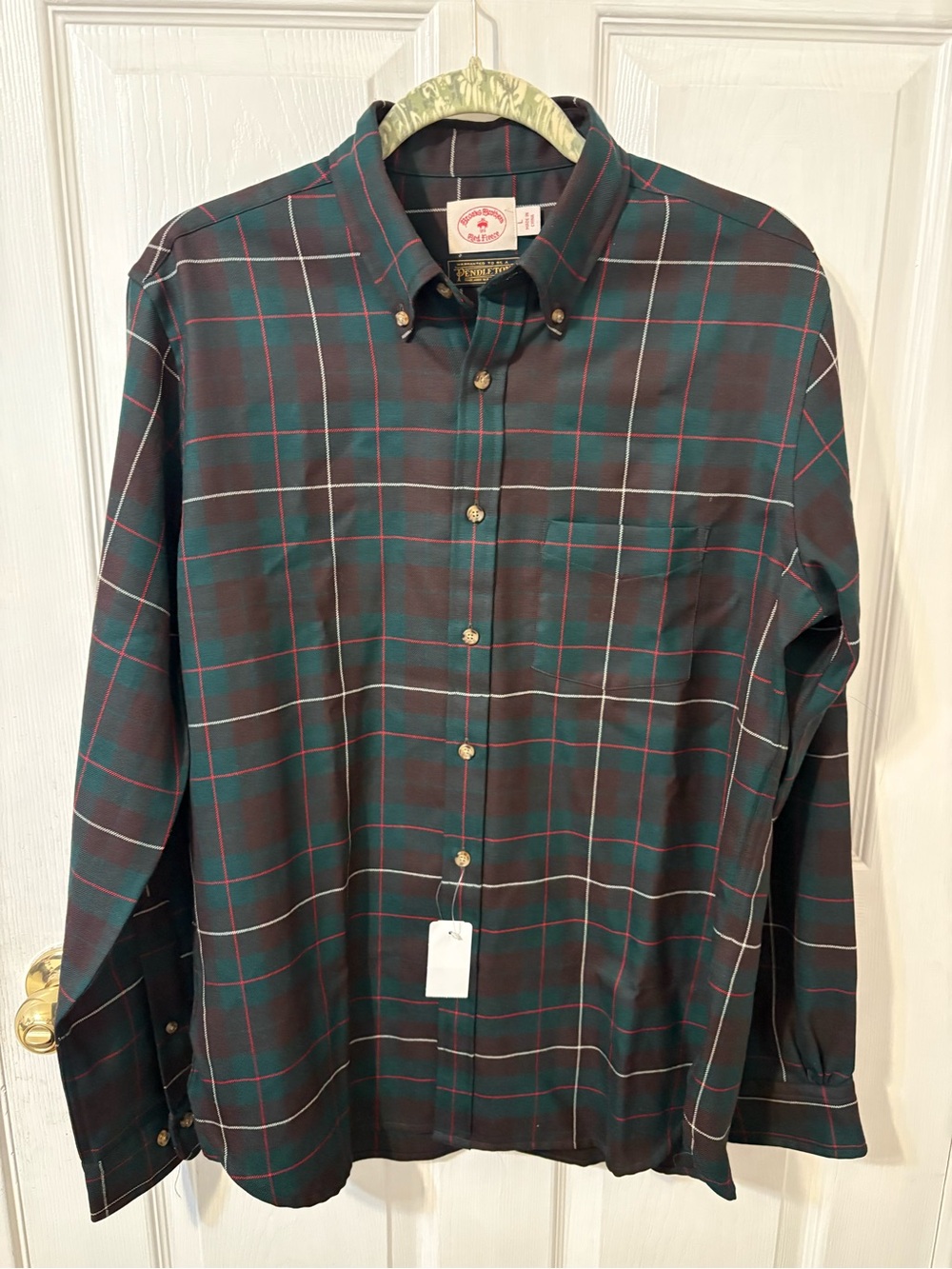 Pendleton Dark Green Wool Plaid Button-Down Shirt